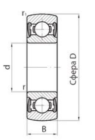 Подшипник шариковый радиальный однорядный со сферической посадачной поверхностью наружного кольца, с двухсторонним уплотнением 1580209К Подшипники #2