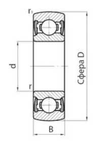 Подшипник шариковый радиальный однорядный со сферической посадачной поверхностью наружного кольца, с двухсторонним уплотнением 580204АК Подшипники #2