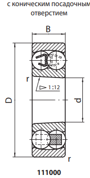 Подшипник шариковый сферический радиальный двухрядный 111222 Подшипники #2