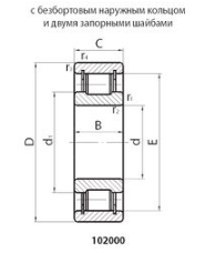 Подшипник роликовый радиальный с цилиндрическими роликами бессепараторный неразъемный 102210M Подшипники #2