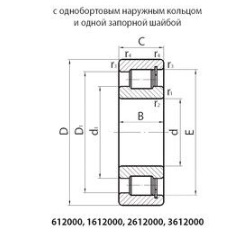 Подшипник роликовый радиальный с цилиндрическими роликами бессепараторный неразъемный 2612934 Подшипники #2