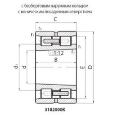 Подшипник роликовый радиальный с цилиндрическими роликами двухрядный прецизионный 3182110К Подшипники #2