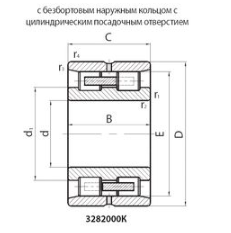 Подшипник роликовый радиальный с цилиндрическими роликами двухрядный прецизионный 3282130К Подшипники #2