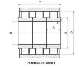 Подшипник роликовый радиальный с цилиндрическими роликами без наружного кольца строенный специальный 712509У3 Подшипники #2