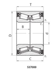 Подшипник роликовый радиально-упорный двухрядный с коническими роликами, с предварительно отрегулированным осевым зазором, заполненный смазкой, закрытый 537910C17 Подшипники #2